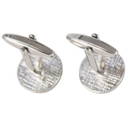 David Van Hagen Rhodium Plated Onyx Round Cufflinks  - Black/Silver