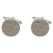 David Van Hagen Round Brushed Cufflinks - Silver