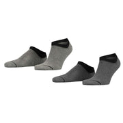 Esprit Allover Stripe 2 Pack Sneaker Socks - Black/Grey Mix