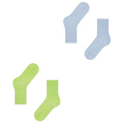 Esprit Allover Stripe 2 Pack Socks - Green/Blue