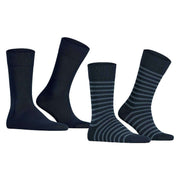 Esprit Fine Stripe 2 Pack Socks - Marine Navy