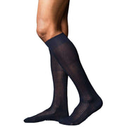 Falke No10 Pure Fil d'Ecosse Smooth Ribbed Knit Knee High Socks - Dark Navy