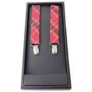 Knightsbridge Neckwear Tartan Clip Braces - Red