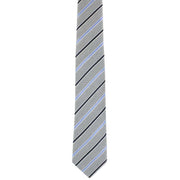 Michelsons of London Classic Double Stripe Silk Tie - Silver