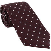 Michelsons of London Herringbone Spot Silk Tie - Wine