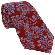 Michelsons of London Rib Paisley Silk Tie - Red