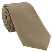 Michelsons of London Slim Satin Polyester Pocket Square and Tie Set - Taupe