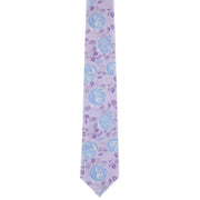 Michelsons of London Textured Rose Floral Polyester Tie and Pocket Square Set - Lilac/Blue
