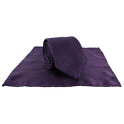 Michelsons of London Tonal Polyester Paisley Pocket Square and Tie Set - Purple