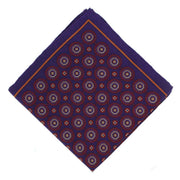 Michelsons of London Vintage Medallion Silk Pocket Square - Purple