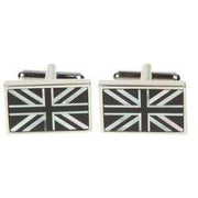 Simon Carter Onyx / MOP Union Jack Flag Cufflinks - Silver/Black