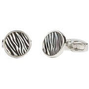 Simon Carter Safari Zebra Print Cufflinks - Silver/Black