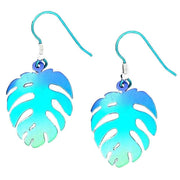 Ti2 Titanium Leaf Drop Earrings - Green