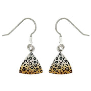 Ti2 Titanium Leopard Print Trillion Drop Earrings - Silver/Brown