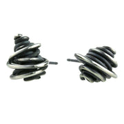 Ti2 Titanium Random Chaotic Stud Earrings - Black