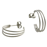 Ti2 Titanium Three Strand Hoop Earrings - Natural Beige