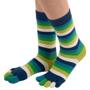 TOETOE Essential Striped Mid Calf Socks - Pond Green
